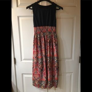 High waisted print dress
